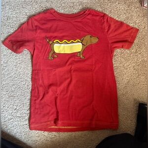 Red T-Shirt with Hot Dog Graphic - SMALL